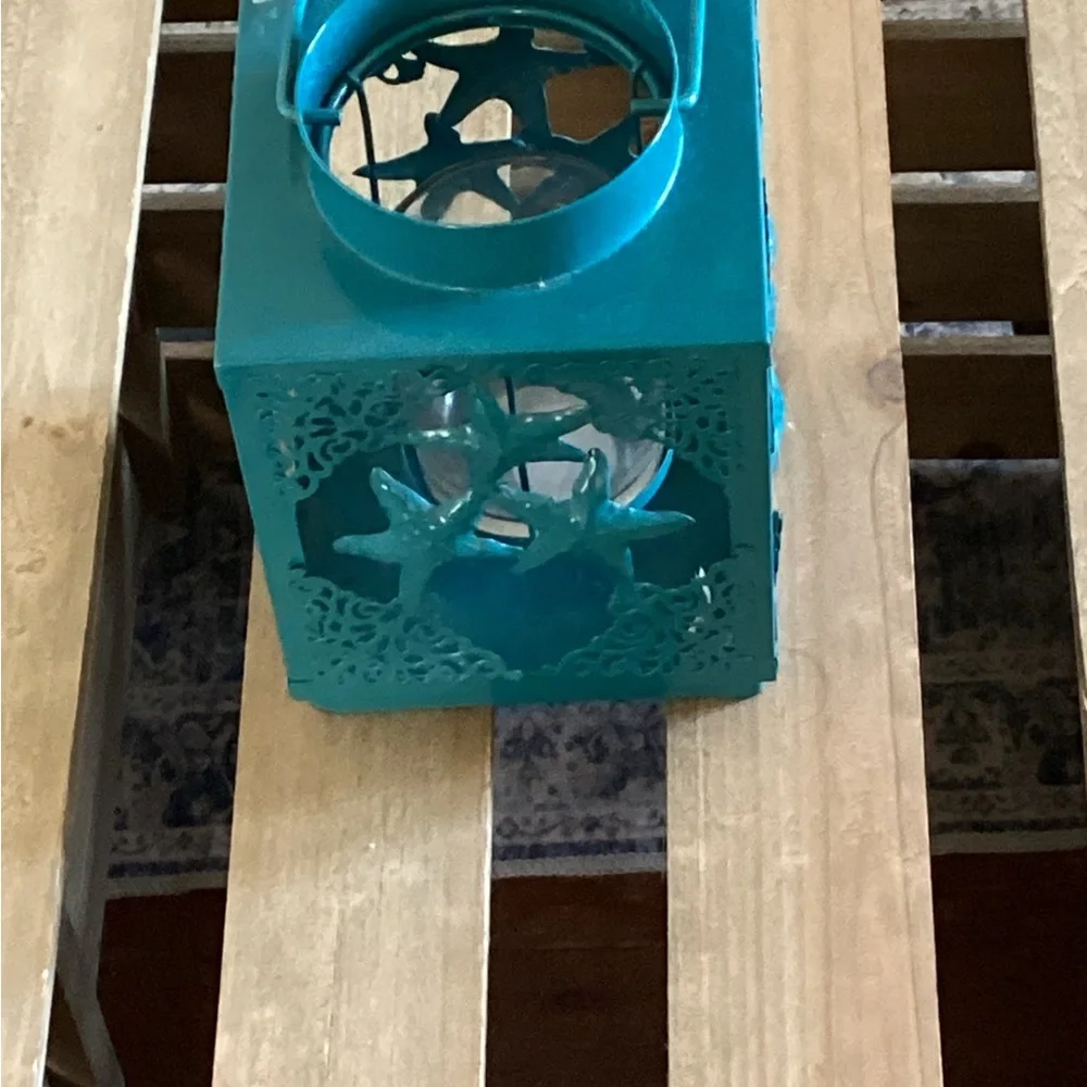 Pier 1 Teal Starfish Decorative Lantern Perfect for Beach House Decor